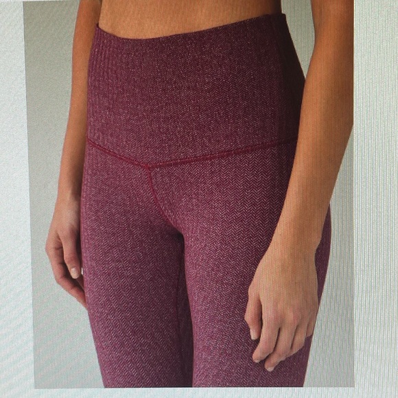 Lululemon Wunder Under High Rise Heathered Herringbone Bordeaux Drama leggings - Picture 4 of 8